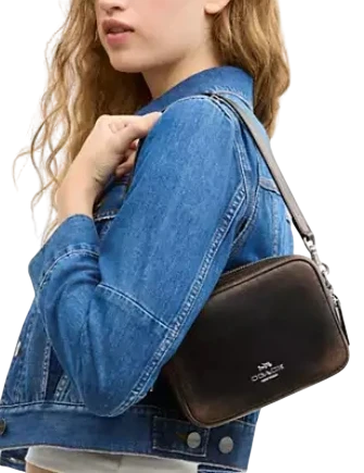 Coach Mini Carey Crossbody Bag In Loved Leather Black Brown