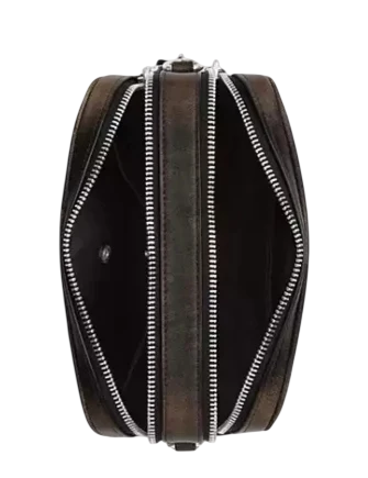 Coach Mini Carey Crossbody Bag In Loved Leather Black Brown