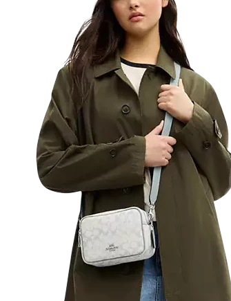 Coach Mini Carey Crossbody Bag In Signature Canvas Chalk Blue