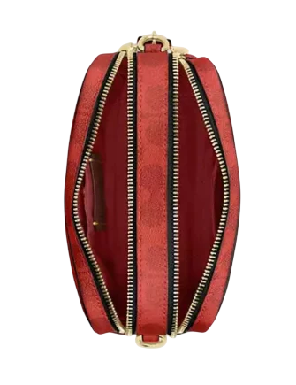 Coach Mini Carey Crossbody Bag In Signature Canvas Crimson