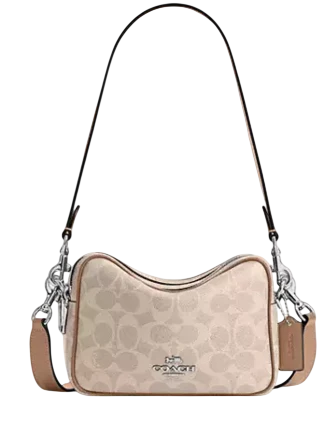 Coach Mini Carey Crossbody Bag In Signature Canvas Sand Taupe