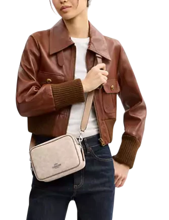 Coach Mini Carey Crossbody Bag In Signature Canvas Sand Taupe