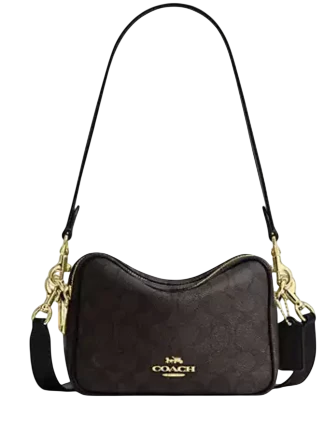 Coach Mini Carey Crossbody Bag In Signature Canvas Walnut Brown