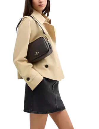 Coach Mini Carey Crossbody Bag In Signature Canvas Walnut Brown