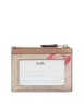 Coach Mini Id Skinny Case In Signature Canvas With Lips Print Sand
