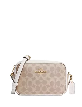 Coach Mini Jamie Camera Bag In Signature Canvas Sand Chalk
