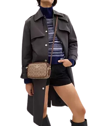 Coach Mini Jamie Camera Bag In Signature Canvas Tan Brown