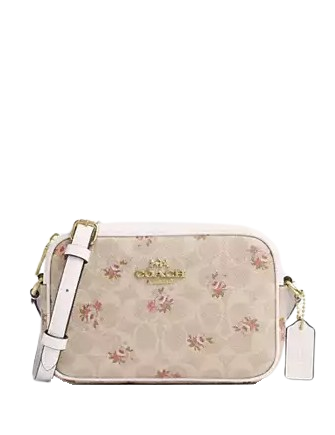 Coach Mini Jamie Camera Bag In Signature Canvas With Floral Print Sand