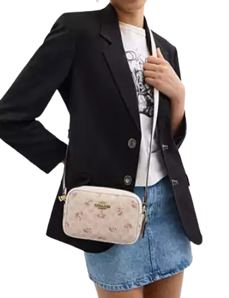 Coach Mini Jamie Camera Bag In Signature Canvas With Floral Print Sand