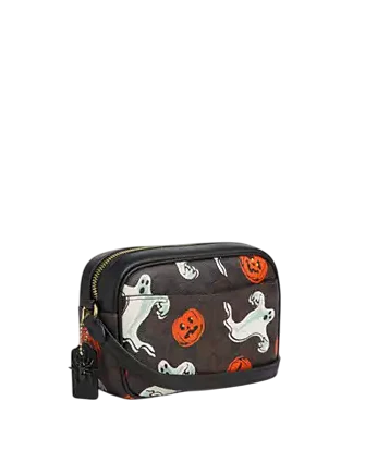 Coach Mini Jamie Camera Bag In Signature Canvas With Halloween Print  Walnut 