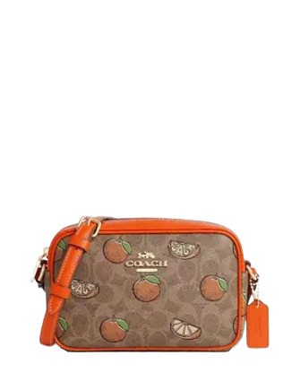 Coach Mini Jamie Camera Bag In Signature Canvas With Orange Print