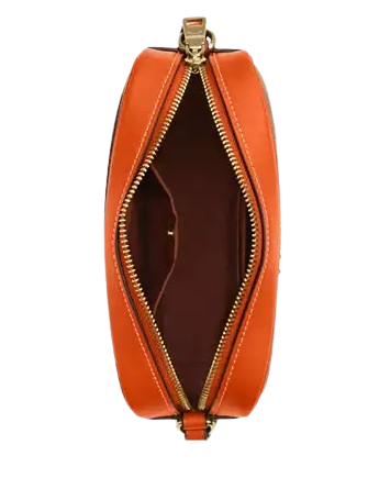 Coach Mini Jamie Camera Bag In Signature Canvas With Orange Print Tan