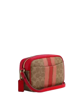 Coach Mini Jamie Camera Bag In Signature Canvas With Stripe Tan