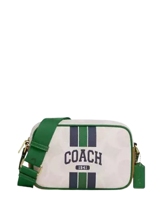 Coach Mini Jamie Camera Bag In Signature Canvas With Varsity Stripe