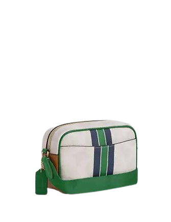 Coach Mini Jamie Camera Bag In Signature Canvas With Varsity Stripe  Chalk Kelly 