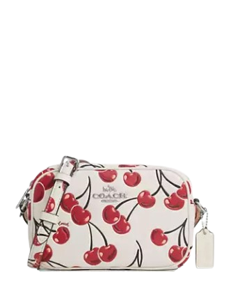 Coach Mini Jamie Camera Bag With Cherry Print Chalk