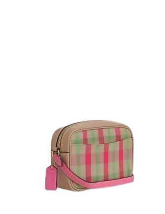 Coach Mini Jamie Camera Bag With Plaid Print Pink