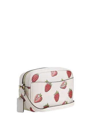 Coach Mini Jamie Camera Bag With Strawberry Print Chalk