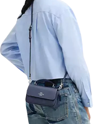 Coach Mini Josie Top Handle Bag In Signature Canvas Blue Navy 