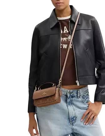 Coach Mini Josie Top Handle Bag In Signature Canvas Brown Copper 