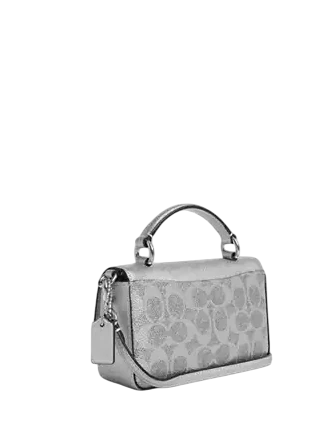 Coach Mini Josie Top Handle Bag In Signature Canvas Gray Silver