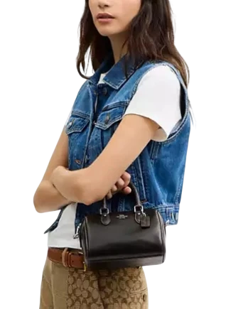 Coach Mini Rowan Crossbody Bag In Loved Leather Black Brown