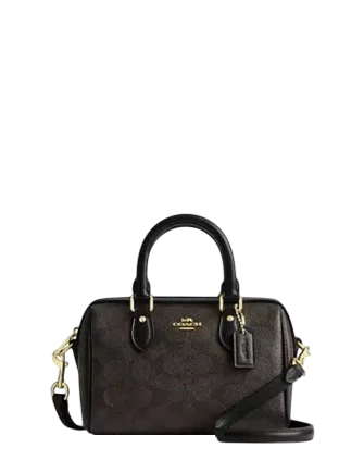Coach Mini Rowan Crossbody Bag In Signature Canvas Walnut Black