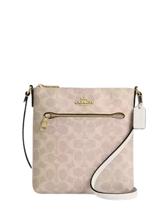 Coach Mini Rowan File Bag In Signature Canvas Sand Chalk