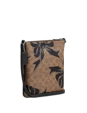 Coach Mini Rowan File Bag In Signature Canvas With Bow Print Tan Black 