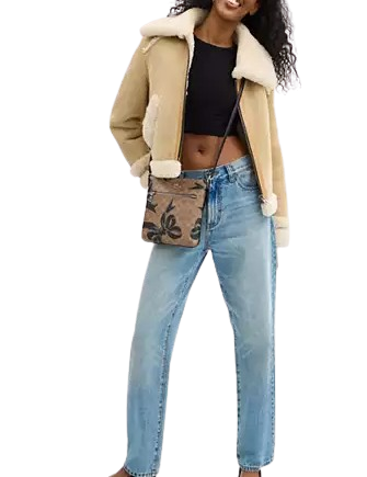 Coach Mini Rowan File Bag In Signature Canvas With Bow Print Tan Black 
