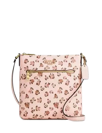 Coach Mini Rowan File Bag With Rose Print Blush