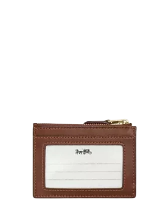 Coach Mini Skinny ID Case In Signature Chenille Light Khaki Vintage Brown