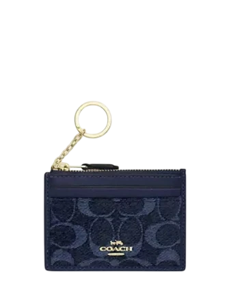 Coach Mini Skinny ID Case In Signature Chenille Navy