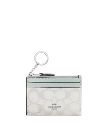 Coach Mini Skinny Id Case In Pretty Signature Canvas Chalk Blue