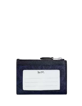 Coach Mini Skinny Id Case In Signature Canvas Blue Navy