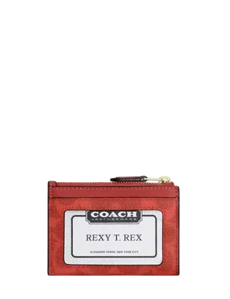 Coach Mini Skinny Id Case In Signature Canvas Crimson