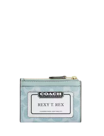 Coach Mini Skinny Id Case In Signature Canvas Light Blue