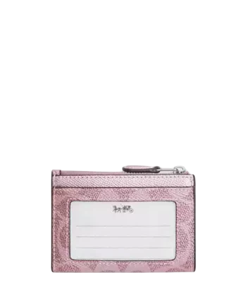 Coach Mini Skinny Id Case In Signature Canvas Pink Rose