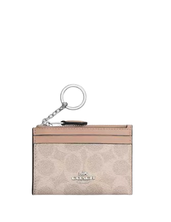 Coach Mini Skinny Id Case In Signature Canvas Sand Taupe