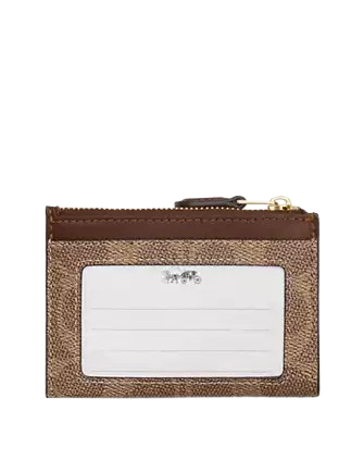 Coach Mini Skinny Id Case In Signature Canvas Tan Brown