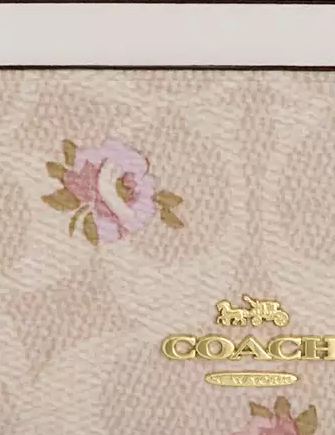 Coach Mini Skinny Id Case In Signature Canvas With Floral Print Sand