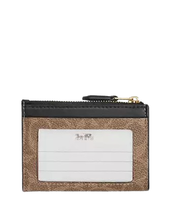 Coach Mini Skinny Id Case In Signature Canvas With Floral Print Tan