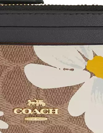 Coach Mini Skinny Id Case In Signature Canvas With Floral Print Tan