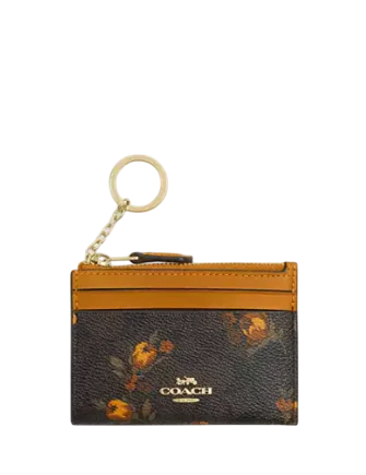 Coach Mini Skinny Id Case In Signature Canvas With Floral Print