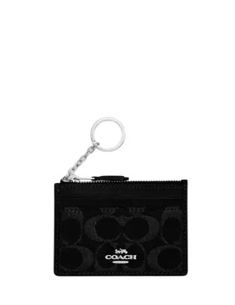 Coach Mini Skinny Id Case In Signature Denim Black