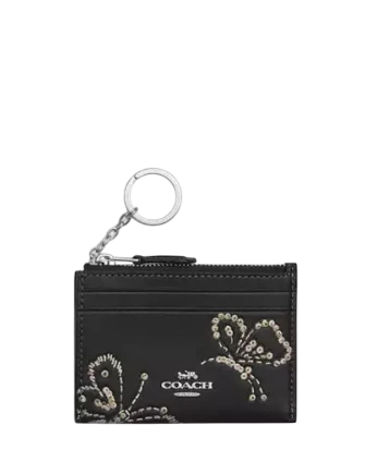 Coach Mini Skinny Id Case With Butterfly Print Black