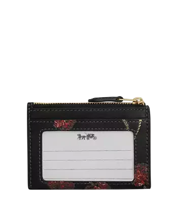 Coach Mini Skinny Id Case With Cherry Print Black