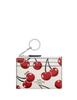 Coach Mini Skinny Id Case With Cherry Print Chalk