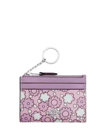 Coach Mini Skinny Id Case With Floral Print  Lilac 