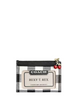 Coach Mini Skinny Id Case With Gingham Print And Charm Black White